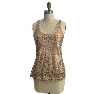 BANANA REPUBLIC • Rose Gold Sequin Front Scoop Neck Sleeveless Tank - Size XS